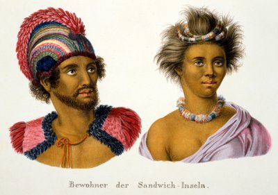 Natives of the Sandwich Isles, Pacific, from Ethnological Study of Various Racial Types from Various Continents, by C.I. Brodtmann, 1824 by Swiss School